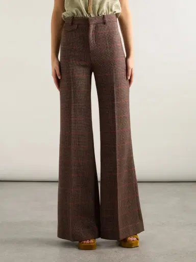Chloé Checked Wool Flared Pants | Thumbnail 3