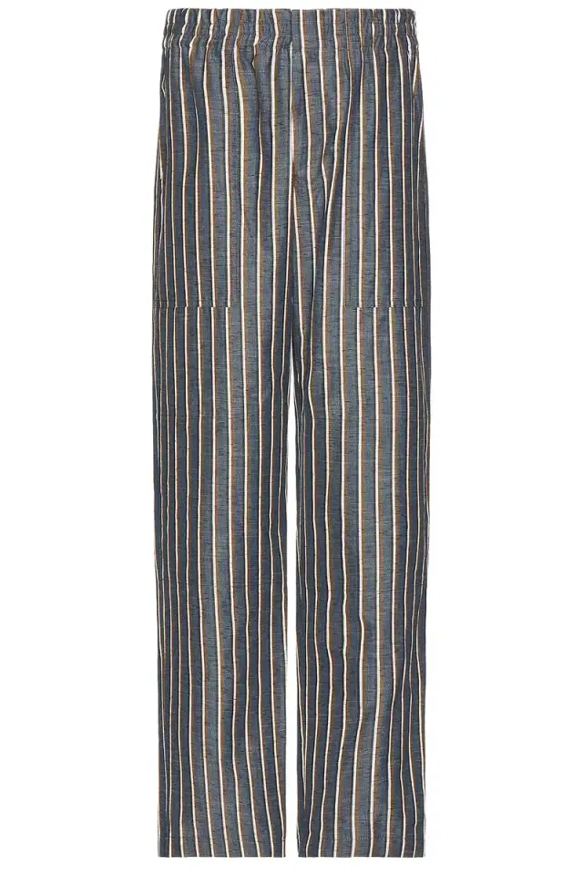 Bottega Veneta Bold Cotton Linen Stripe Wide Leg Trousers