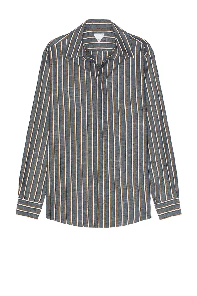 Bottega Veneta Bold Botton Linen Stripe Shirt