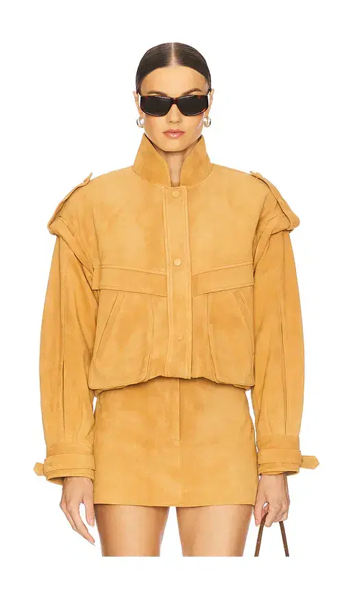 AEXAE Leather Suede Oversized Jacket