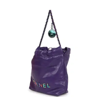 Chanel Chanel Mini 22 Bag Dark Purple Lambskin Rainbow Hardware | Thumbnail 2 Chanel Chanel Mini 22 Bag Dark Purple Lambskin Rainbow Hardware | Thumbnail 2