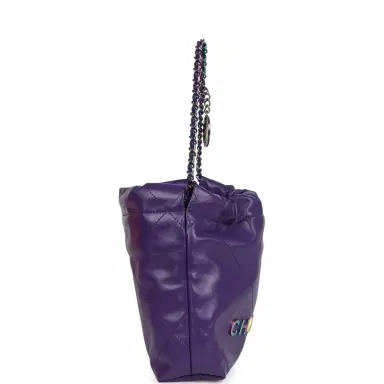 Chanel Chanel Mini 22 Bag Dark Purple Lambskin Rainbow Hardware | Thumbnail 3 Chanel Chanel Mini 22 Bag Dark Purple Lambskin Rainbow Hardware | Thumbnail 3