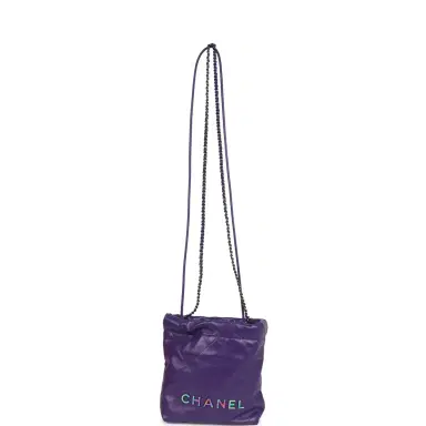 Chanel Chanel Mini 22 Bag Dark Purple Lambskin Rainbow Hardware | Thumbnail 6 Chanel Chanel Mini 22 Bag Dark Purple Lambskin Rainbow Hardware | Thumbnail 6