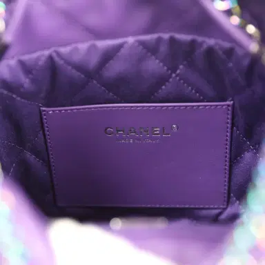 Chanel Chanel Mini 22 Bag Dark Purple Lambskin Rainbow Hardware | Thumbnail 9 Chanel Chanel Mini 22 Bag Dark Purple Lambskin Rainbow Hardware | Thumbnail 9
