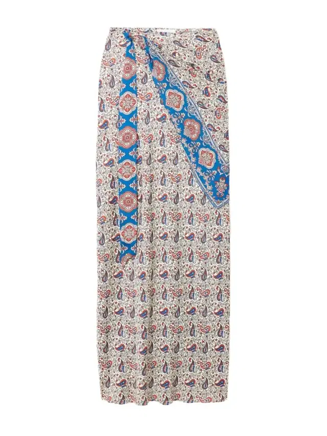 Chain-detailed Paisley-print Crepe Maxi Skirt