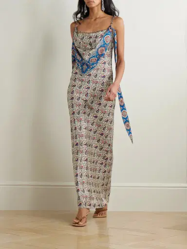 Rabanne Chain-embellished Paisley-print Crepe Maxi Dress | Thumbnail 2