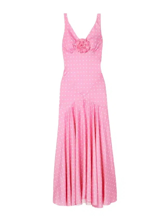Embellished Polka-dot Silk-satin Twill Gown