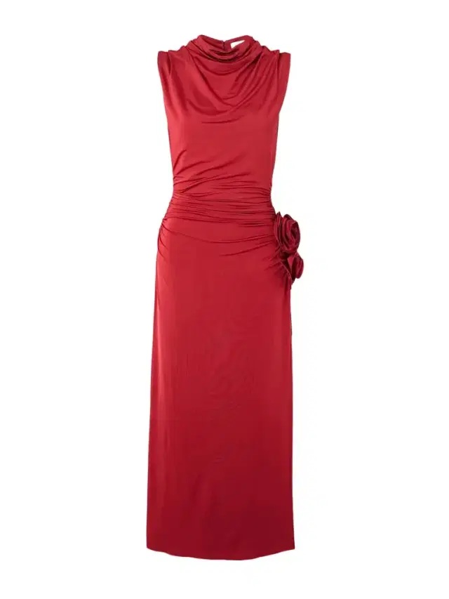 Appliquéd Draped Stretch-jersey Midi Dress