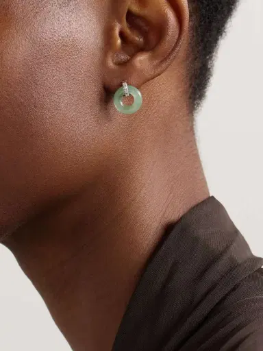 Mateo Donut 14-karat Yellow And White Gold, Jade And Diamond Earrings | Thumbnail 2