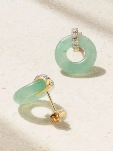 Mateo Donut 14-karat Yellow And White Gold, Jade And Diamond Earrings | Thumbnail 3