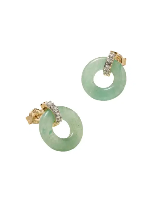 Mateo Donut 14-karat Yellow And White Gold, Jade And Diamond Earrings