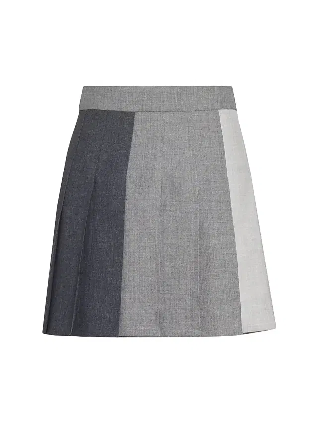 Women's Pleated Wool Miniskirt - Dark Grey