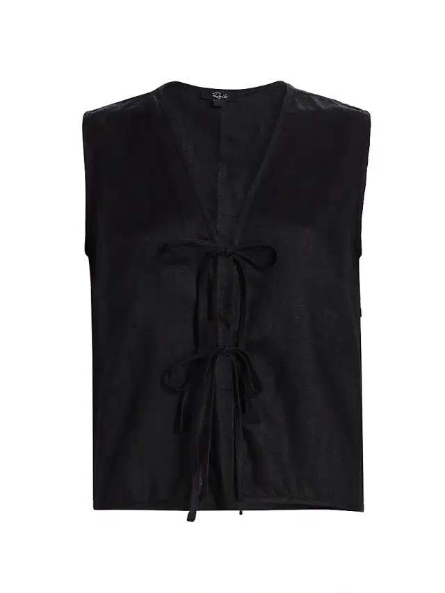 Rails Women's Oregon Linen Tie-Front Tank - Black
