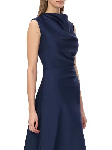 Hervé Léger Women's Satin Cowlneck Midi-Dress - Nocturne - Size 8 | Thumbnail 8 Hervé Léger Women's Satin Cowlneck Midi-Dress - Nocturne - Size 8 | Thumbnail 8