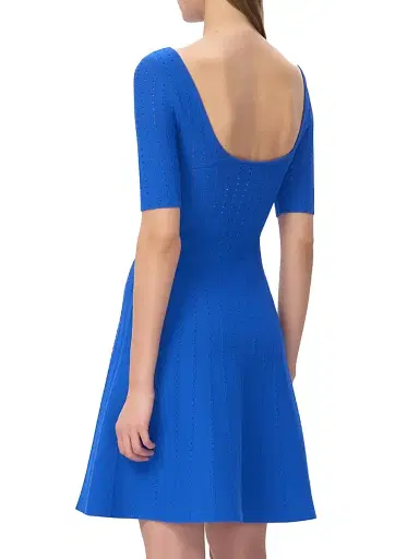 Hervé Léger Women's The Donna Pointelle-Knit Fit & Flare Minidress - Bright Blue - Size XS | Thumbnail 6