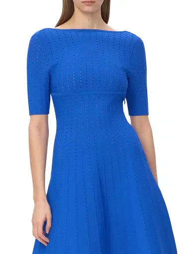 Hervé Léger Women's The Donna Pointelle-Knit Fit & Flare Minidress - Bright Blue - Size XS | Thumbnail 8