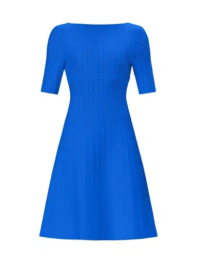 Hervé Léger Women's The Donna Pointelle-Knit Fit & Flare Minidress - Bright Blue - Size XS | Thumbnail 1