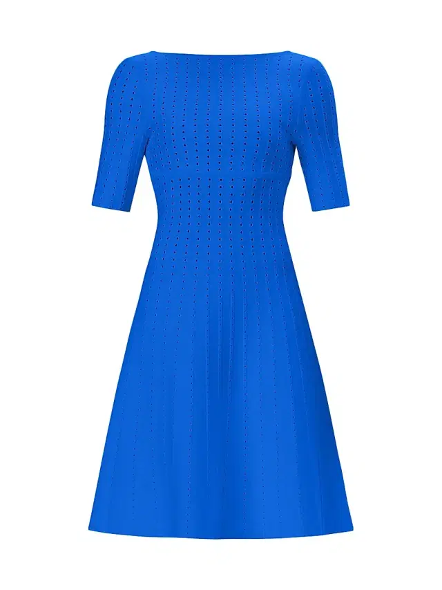Hervé Léger Women's The Donna Pointelle-Knit Fit & Flare Minidress - Bright Blue
