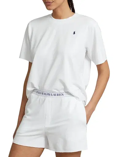 Polo Ralph Lauren Women's Club Terry 2-Piece T-Shirt & Shorts Set - White Cloud | Thumbnail 2