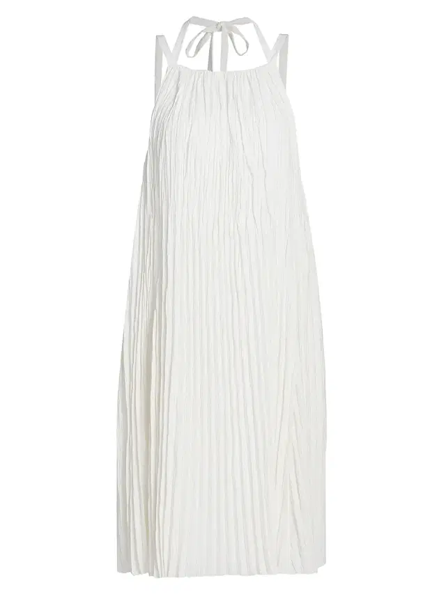 Vince Women's Pleated A-Line Pintuck Dress - Off White