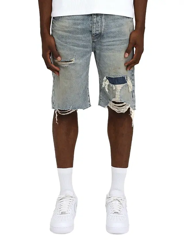 Men's Faros Rip Patched Denim Shorts