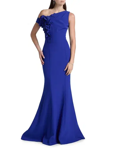 Teri Jon by Rickie Freeman Women's Ruffled One-Shoulder Gown - Cobalt | Thumbnail 2