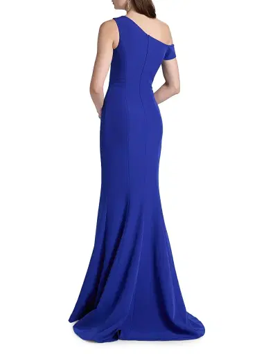 Teri Jon by Rickie Freeman Women's Ruffled One-Shoulder Gown - Cobalt | Thumbnail 5