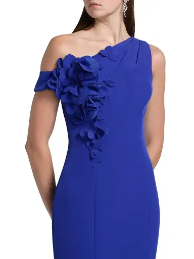 Teri Jon by Rickie Freeman Women's Ruffled One-Shoulder Gown - Cobalt | Thumbnail 6