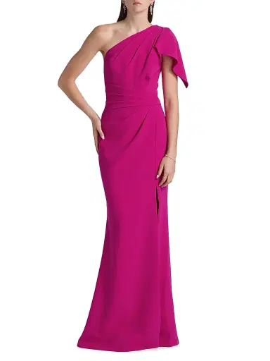 Teri Jon by Rickie Freeman Women's One-Shoulder Sheath Gown - Hot Pink - Size 18 | Thumbnail 2 Teri Jon by Rickie Freeman Women's One-Shoulder Sheath Gown - Hot Pink - Size 18 | Thumbnail 2