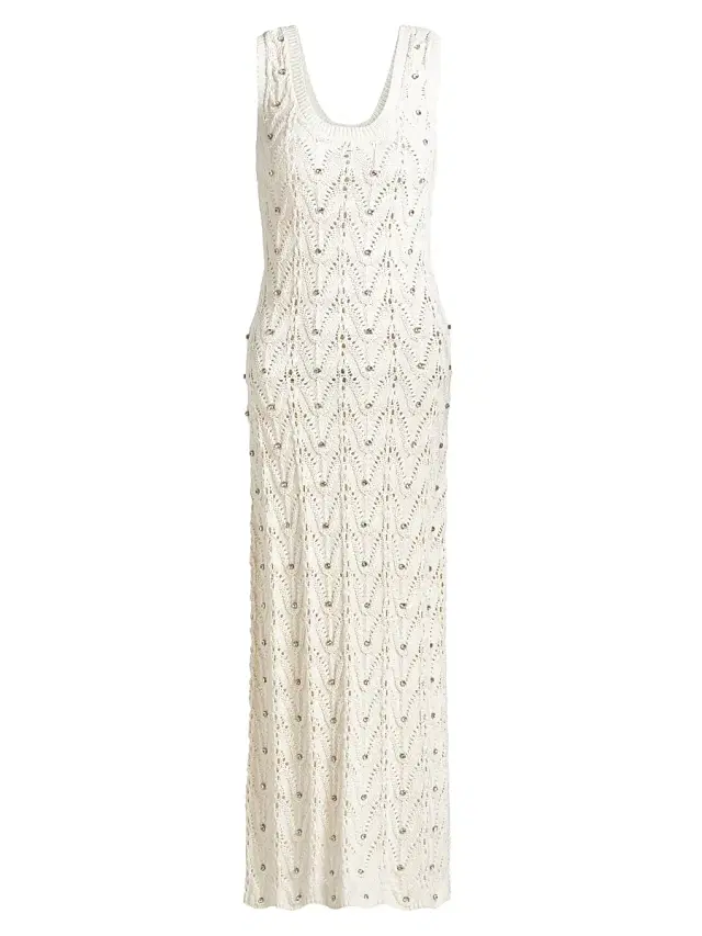Generation Love Women's Vincent Crystal Pointelle-Knit Maxi Dress - Natural