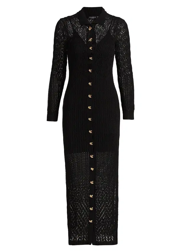 Generation Love Women's Eleni Pointelle Knit Maxi Dress - Black