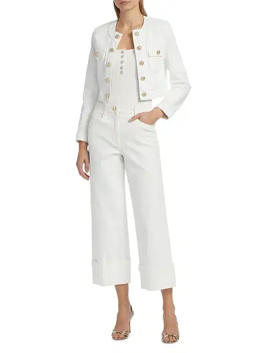 Generation Love Women's Valentina Stretch Denim Collarless Crop Jacket | Thumbnail 2