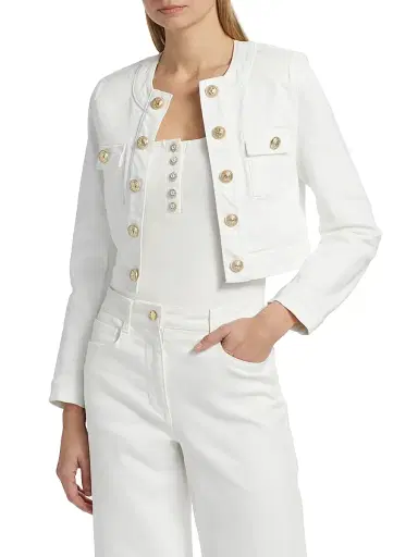 Generation Love Women's Valentina Stretch Denim Collarless Crop Jacket | Thumbnail 3