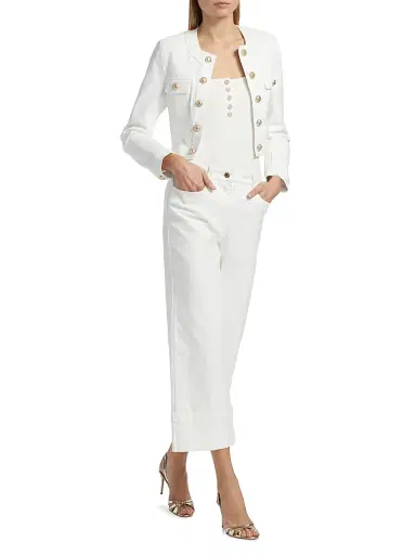 Generation Love Women's Eros High-Rise Wide-Leg Cuffed Jeans - White | Thumbnail 2