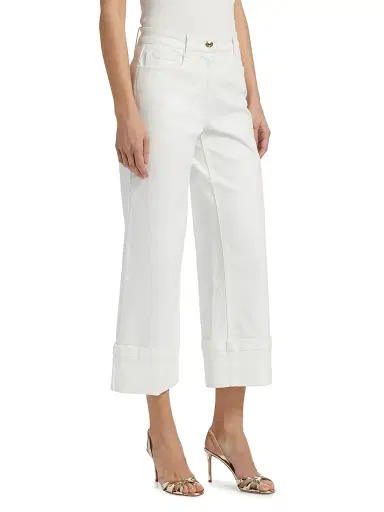 Generation Love Women's Eros High-Rise Wide-Leg Cuffed Jeans - White | Thumbnail 4