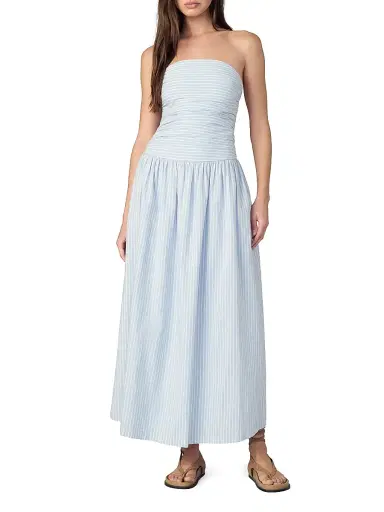 Joe's Jeans Women's The Reina Cotton-Linen Maxi Dress - Blue White Stripe | Thumbnail 2 Joe's Jeans Women's The Reina Cotton-Linen Maxi Dress - Blue White Stripe | Thumbnail 2
