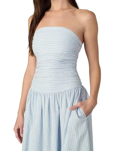 Joe's Jeans Women's The Reina Cotton-Linen Maxi Dress - Blue White Stripe | Thumbnail 6 Joe's Jeans Women's The Reina Cotton-Linen Maxi Dress - Blue White Stripe | Thumbnail 6