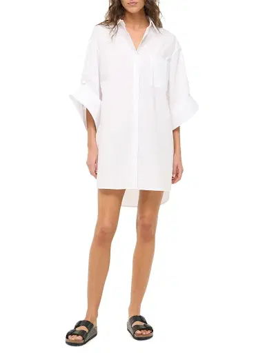 Staud Women's Nico Cotton Poplin Shirtdress - White - Size XL | Thumbnail 2 Staud Women's Nico Cotton Poplin Shirtdress - White - Size XL | Thumbnail 2