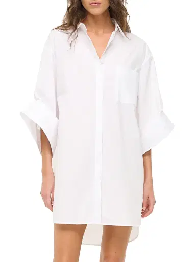Staud Women's Nico Cotton Poplin Shirtdress - White - Size XL | Thumbnail 3 Staud Women's Nico Cotton Poplin Shirtdress - White - Size XL | Thumbnail 3