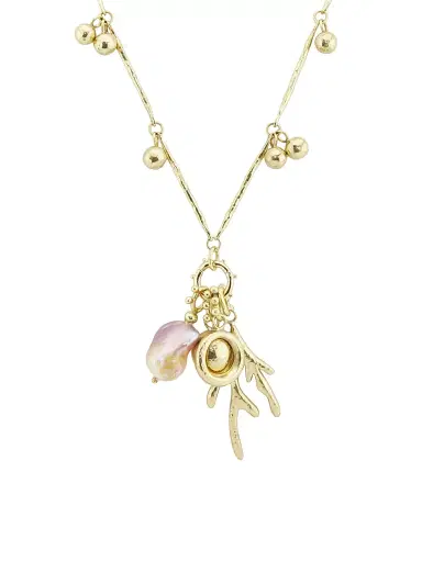 Ulla Johnson Women's Petrina Goldtone & Cultured Freshwater Pearl Charm Necklace - Brass | Thumbnail 1