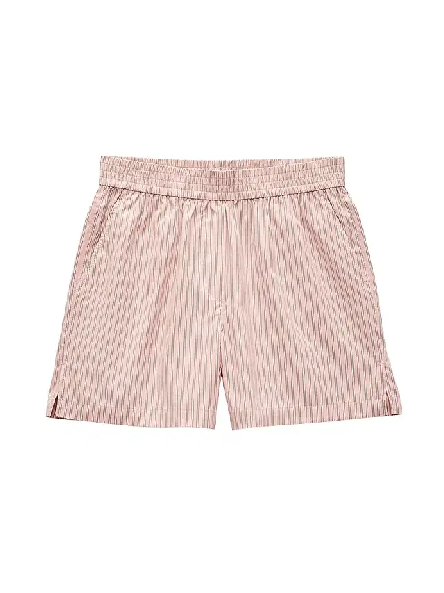 rag & bone Women's Emma Striped Cotton Poplin Shorts - Blush Stripe