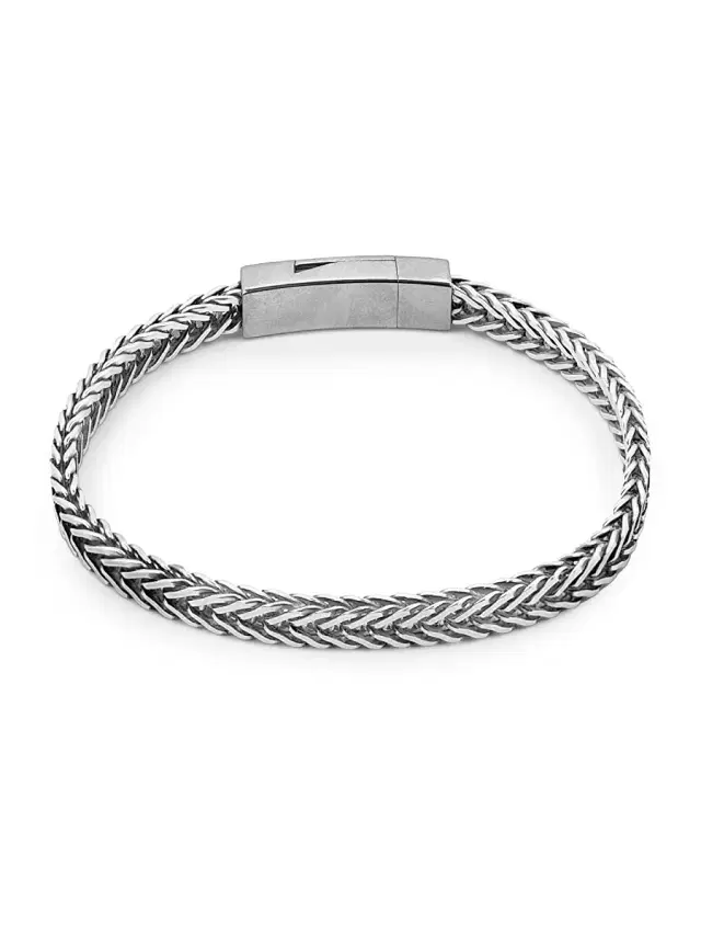 Men's Coda Di Volpe Sterling Silver Bracelet - Silver Men's Coda Di Volpe Sterling Silver Bracelet - Silver