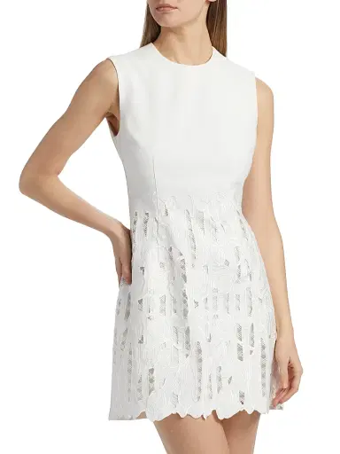 Sabina Musáyev Women's Georgia Lace-Trimmed Sleeveless Minidress - Off White - Size XL | Thumbnail 3