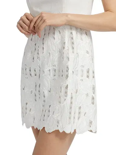 Sabina Musáyev Women's Georgia Lace-Trimmed Sleeveless Minidress - Off White - Size XL | Thumbnail 6