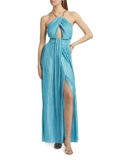 Sabina Musáyev Women's Sophia Chain Trimmed Maxi Dress - Aquamarine - Size XL | Thumbnail 2