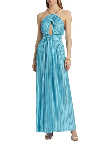 Sabina Musáyev Women's Sophia Chain Trimmed Maxi Dress - Aquamarine - Size XL | Thumbnail 3