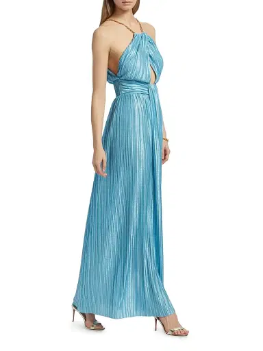 Sabina Musáyev Women's Sophia Chain Trimmed Maxi Dress - Aquamarine - Size XL | Thumbnail 4