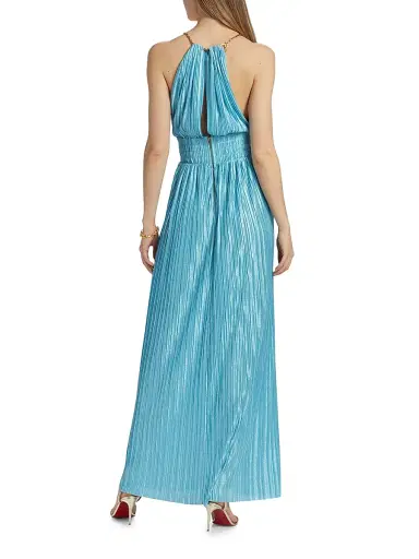 Sabina Musáyev Women's Sophia Chain Trimmed Maxi Dress - Aquamarine - Size XL | Thumbnail 5