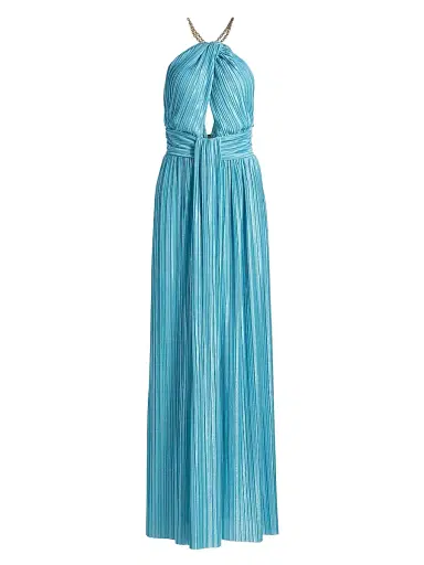 Sabina Musáyev Women's Sophia Chain Trimmed Maxi Dress - Aquamarine - Size XL | Thumbnail 1