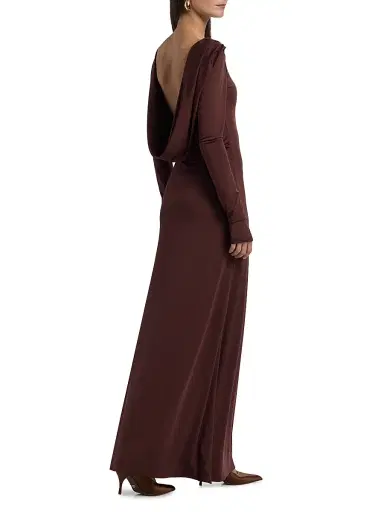 Mariandree Gaitan Women's Naomi Boatneck Maxi Dress - Brown - Size Large | Thumbnail 2 Mariandree Gaitan Women's Naomi Boatneck Maxi Dress - Brown - Size Large | Thumbnail 2